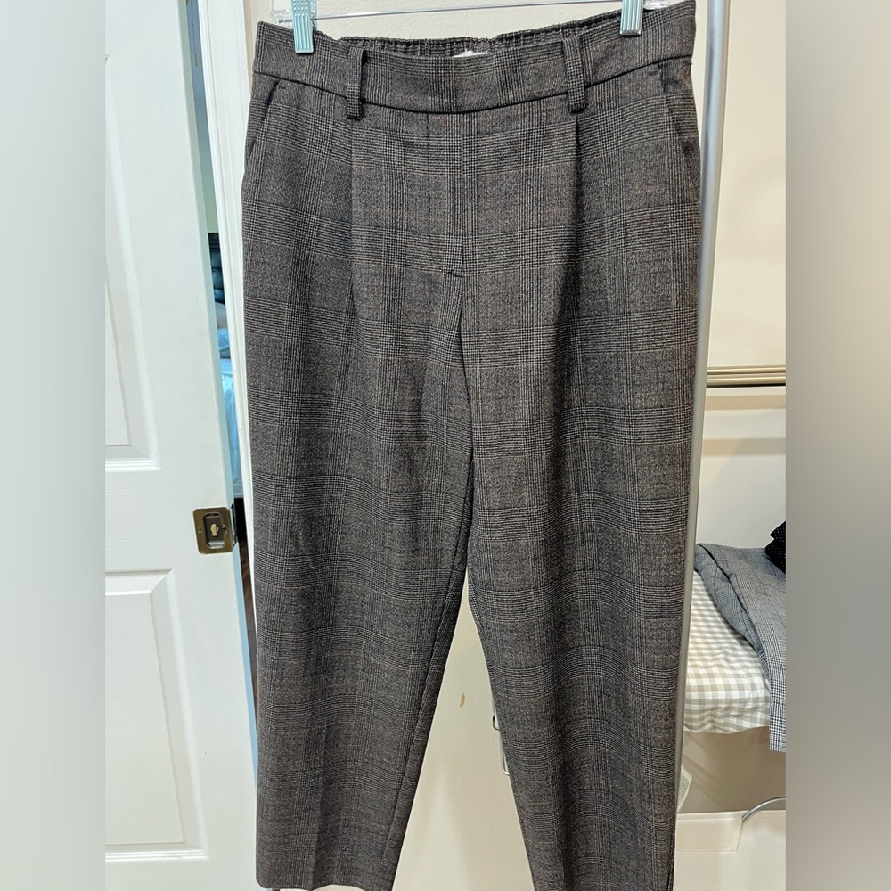 LOFT Black and White Checkered Pants